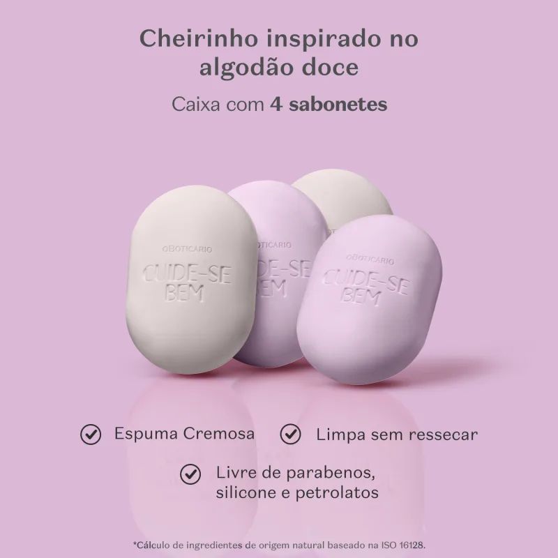 SABONETES EM BARRA SORTIDOS CUIDE-SE BEM DOCES DEL�RIOS ALGOD�O DOCE 4X80G